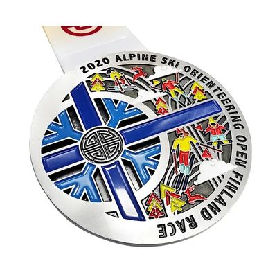 주문 3′′ 76mm 진크 합금 겨울 스키 금속 크리스마스 달리기 메달 스키 레이스 상 온라인 제조